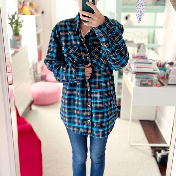 Skater Plaid Flannel Jacket Sherpa Xl 